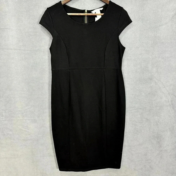 H&M Mama maternity‎ black midi sheath dress medium cap sleeve exposed zipper NWT - Picture 1 of 8